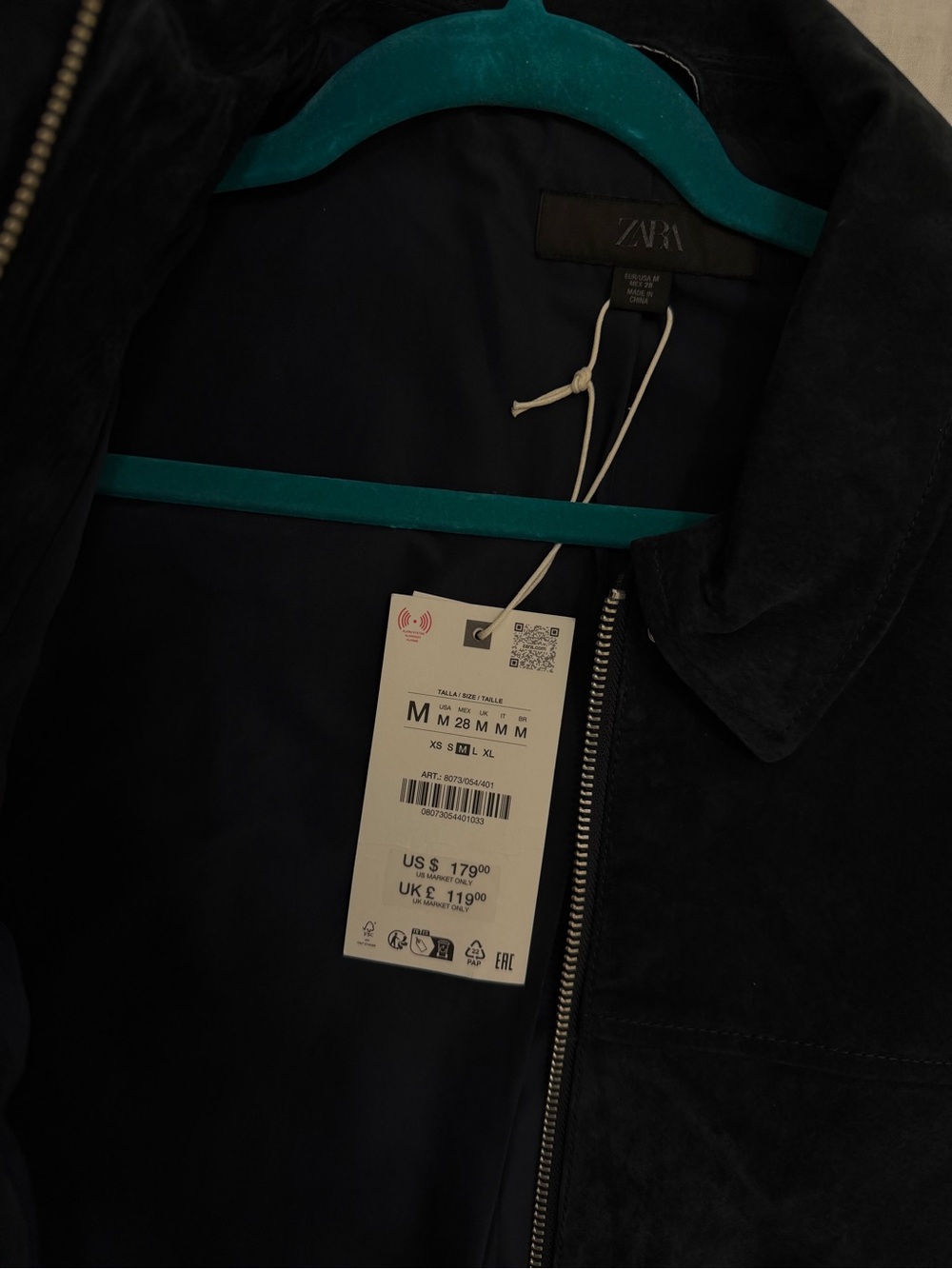 Zara Navy Suede Jacket - Picture 2 of 2